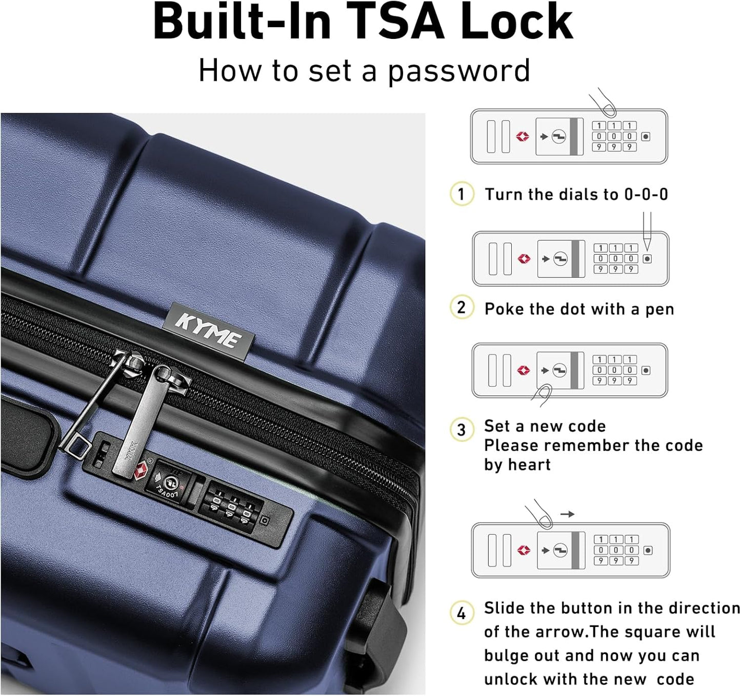 KYME Luggage Sets 2 Piece Hardshell 20"/24" Suitcases with Spinner Wheels Hardside Suitcase Set with TSA Lock Lightweight Travel Luggage Set with Cup Holder for Women Men Navy