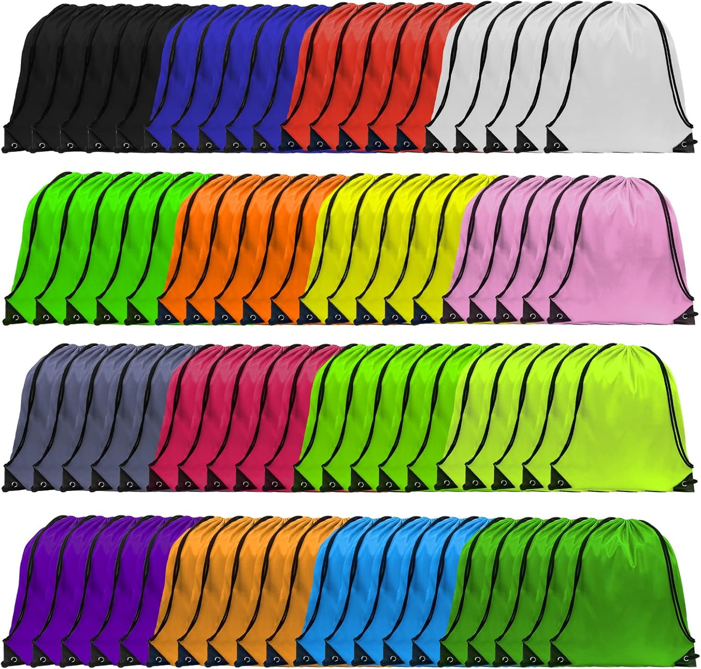 GoodtoU Drawstring Bags, Nylon Backpack Draw String Gym Bag for Sport, Traveling, Team (16 Colors, 80Pcs)