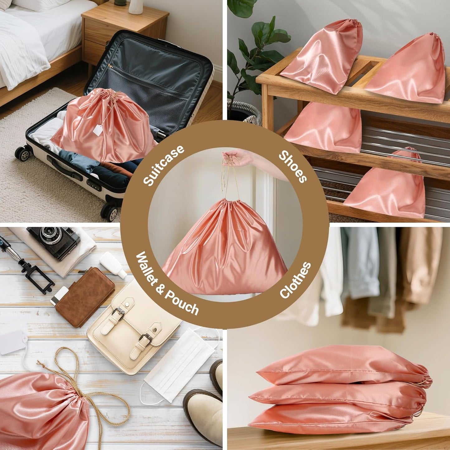 Ewen 7Pcs Dust Bags for Handbags, Silk Cloth Bag with Drawstring, 2Pcs 19.6x15.7in Bag for Purse