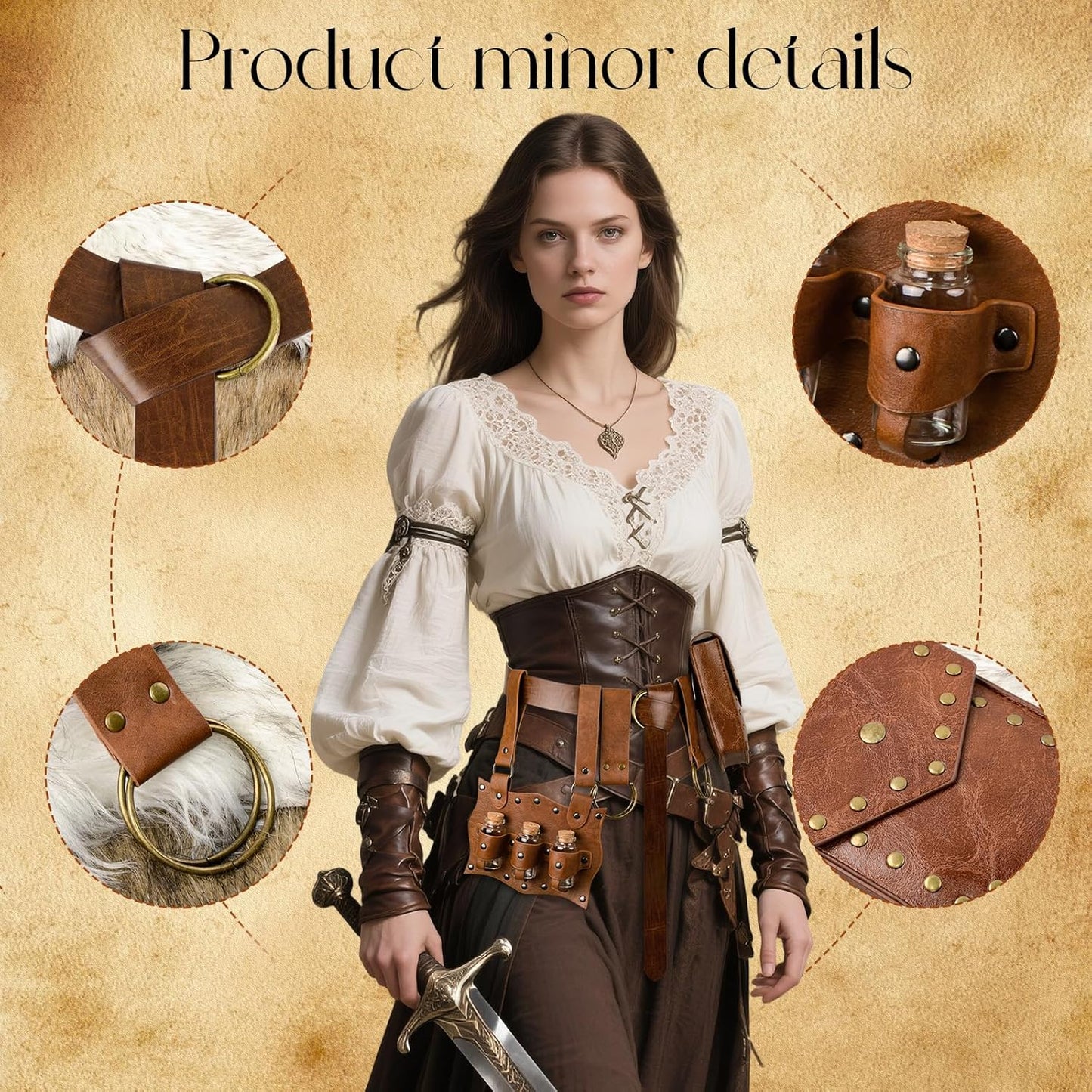 Medieval Belt Pouch Renaissance Belt Leather Waist Bag For Pirate Steampunk Costumes Ren Faire Cosplay LARP Fanny Pack Accessories Christmas Gifts