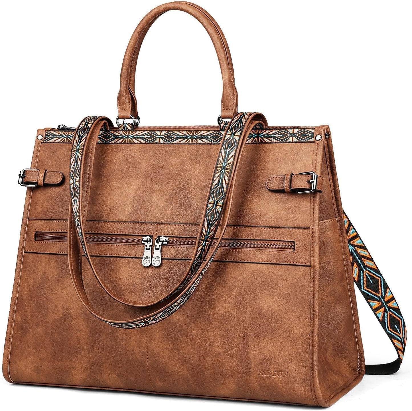 FADEON Laptop Bag for Women Designer PU Leather Large Tote Bags Backpack Purses with 15.6 Laptop Compartment Shoulder Handbag