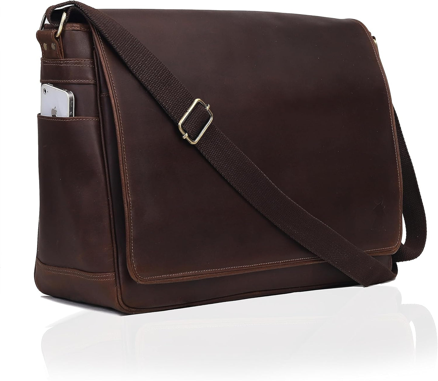 Full Grain Leather Messenger Bag for Men & Women