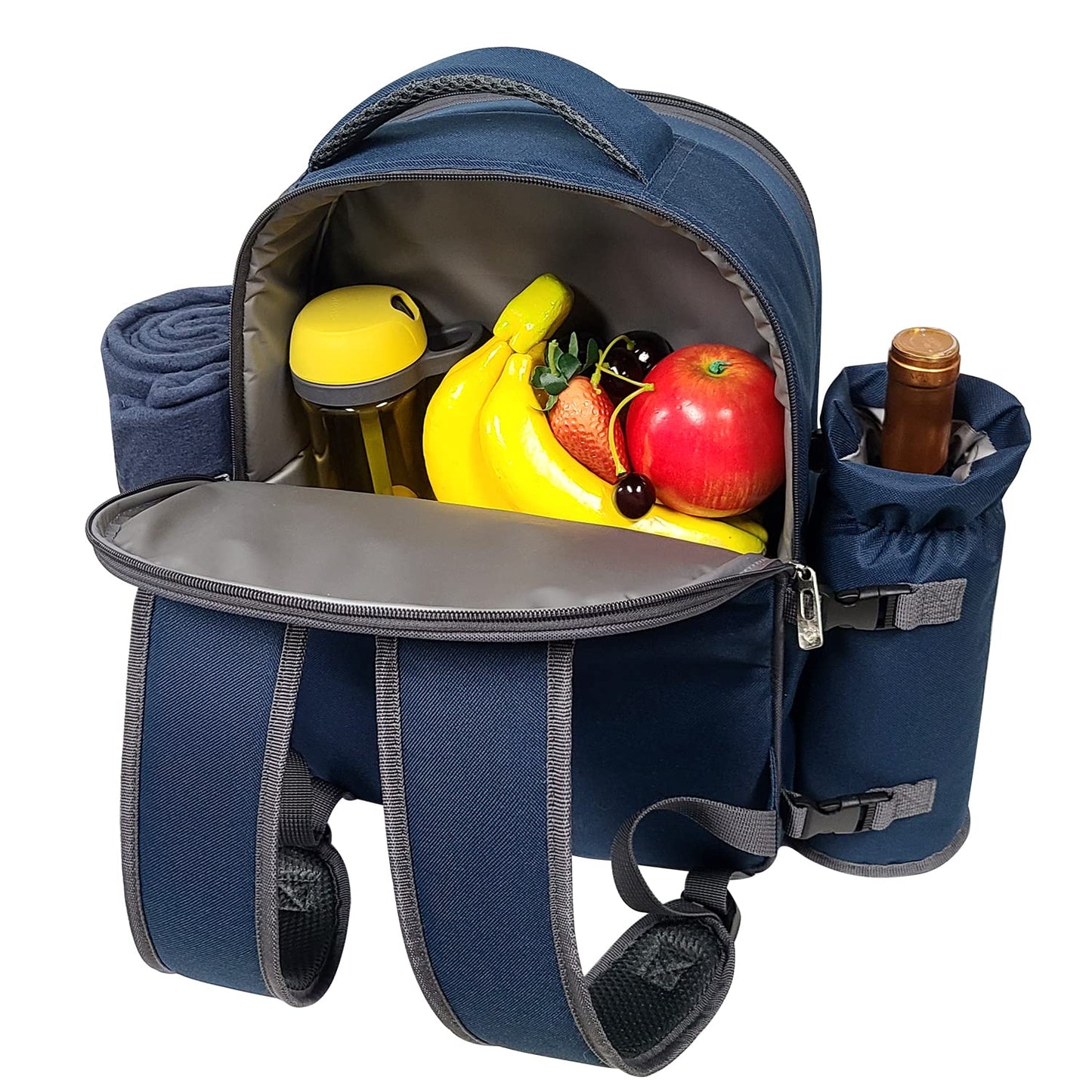 Hap Tim Picnic Basket Backpack for 4 Person with Blanket, Wine Holder, Cooler Compartment, Cutlery