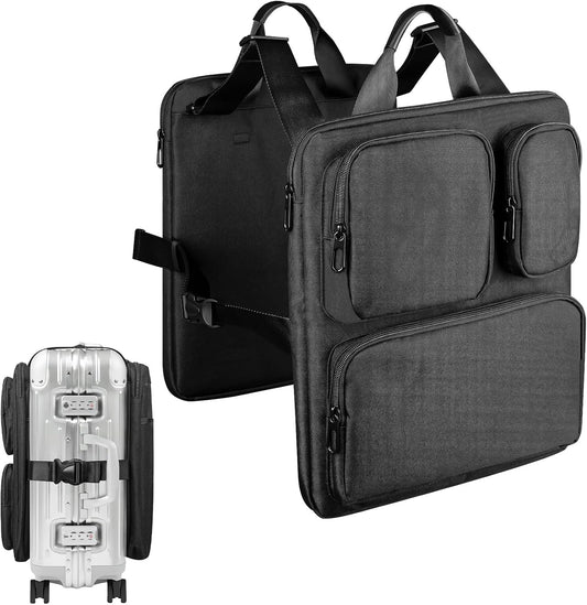 Add-a-Bag Luggage Strap – Adjustable Over Luggage Organizer for Hanging Extra Bag, Hands-Free Multi Travel Accessory for Business Trips & Vacations, Fits Most Suitcases & Laptop (Black-3)