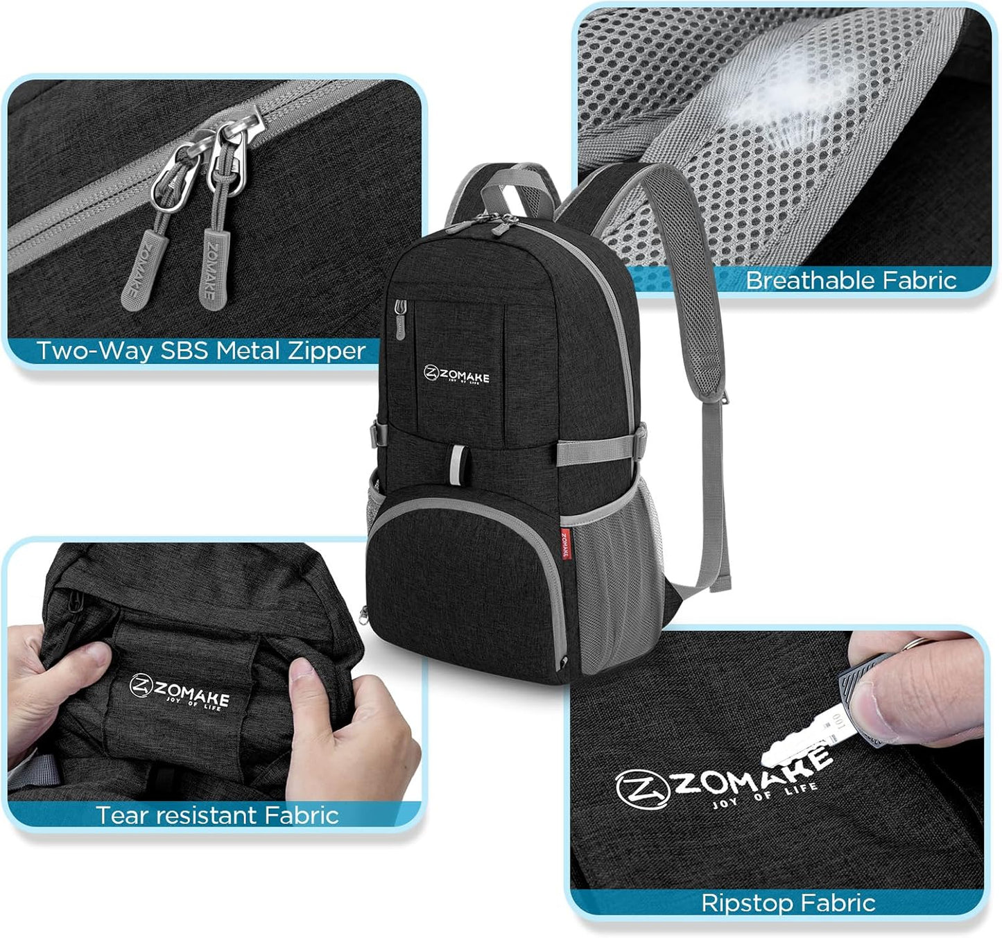 ZOMAKE Ultra Lightweight Packable Backpack 25L,Small Foldable Backpacks Hiking Water Resistant