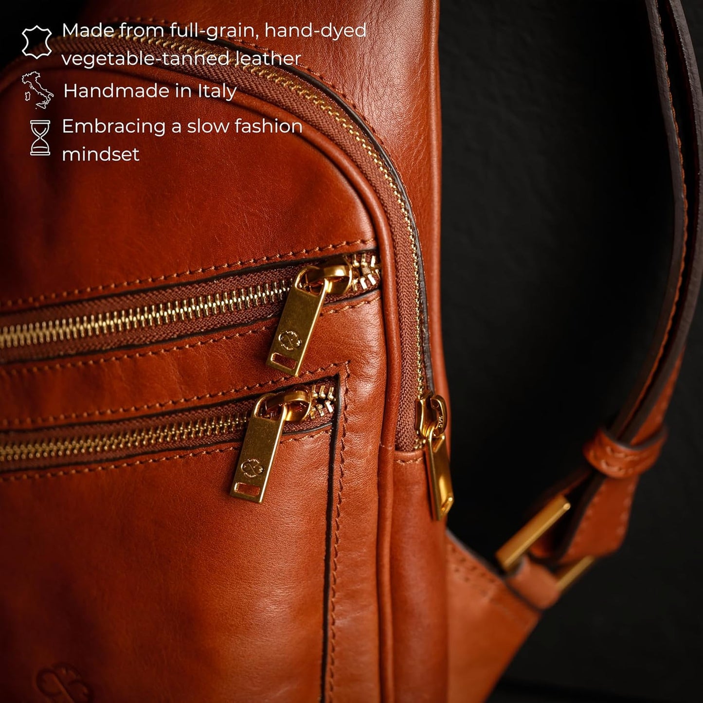 Time Resistance Leather Crossbody Bag - Brown Sling Bag - Messenger Bag for Men and Women - Handmade Shoulder Bag Backpack