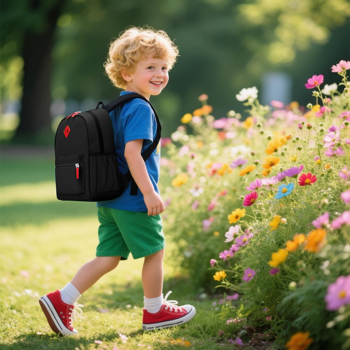 Preschool Backpack Kindergarten Toddler School Backpacks Primary School Backpack for Boys and Girls with Chest Buckle (Black, Small-12 H(not Fit Folder))