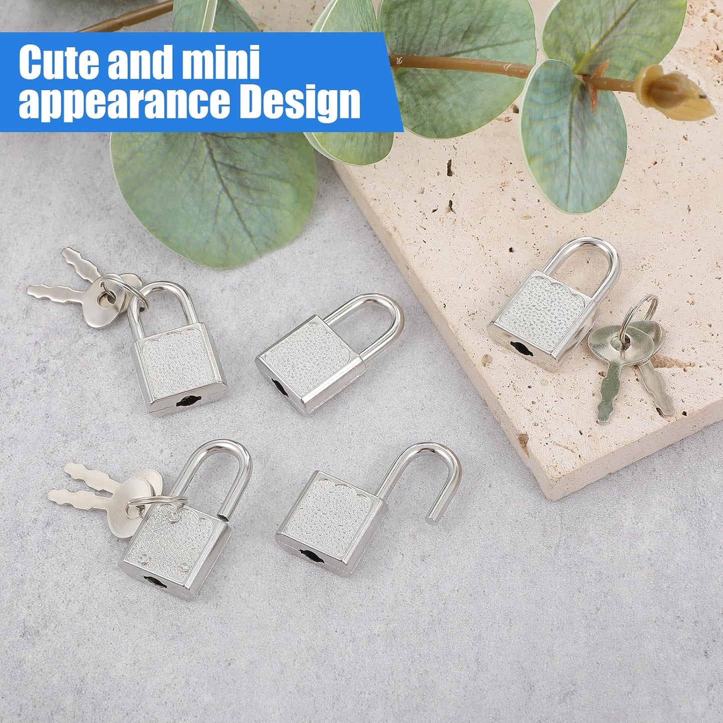 10pcs Mini Cute Diary Padlocks Mini Locks with Keys Small Luggage Locks with Keys Tiny Padlock Silver Suitcase Lock for Jewelry Boxes Travel Backpack Decor