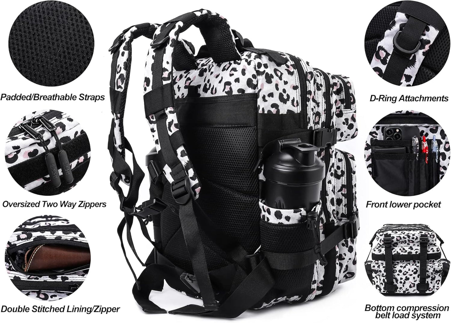 LHI Tactical Military Backpack for Men and Women 25L/35L Army Assault Pack Bag Small Rucksack with Bottle Holder