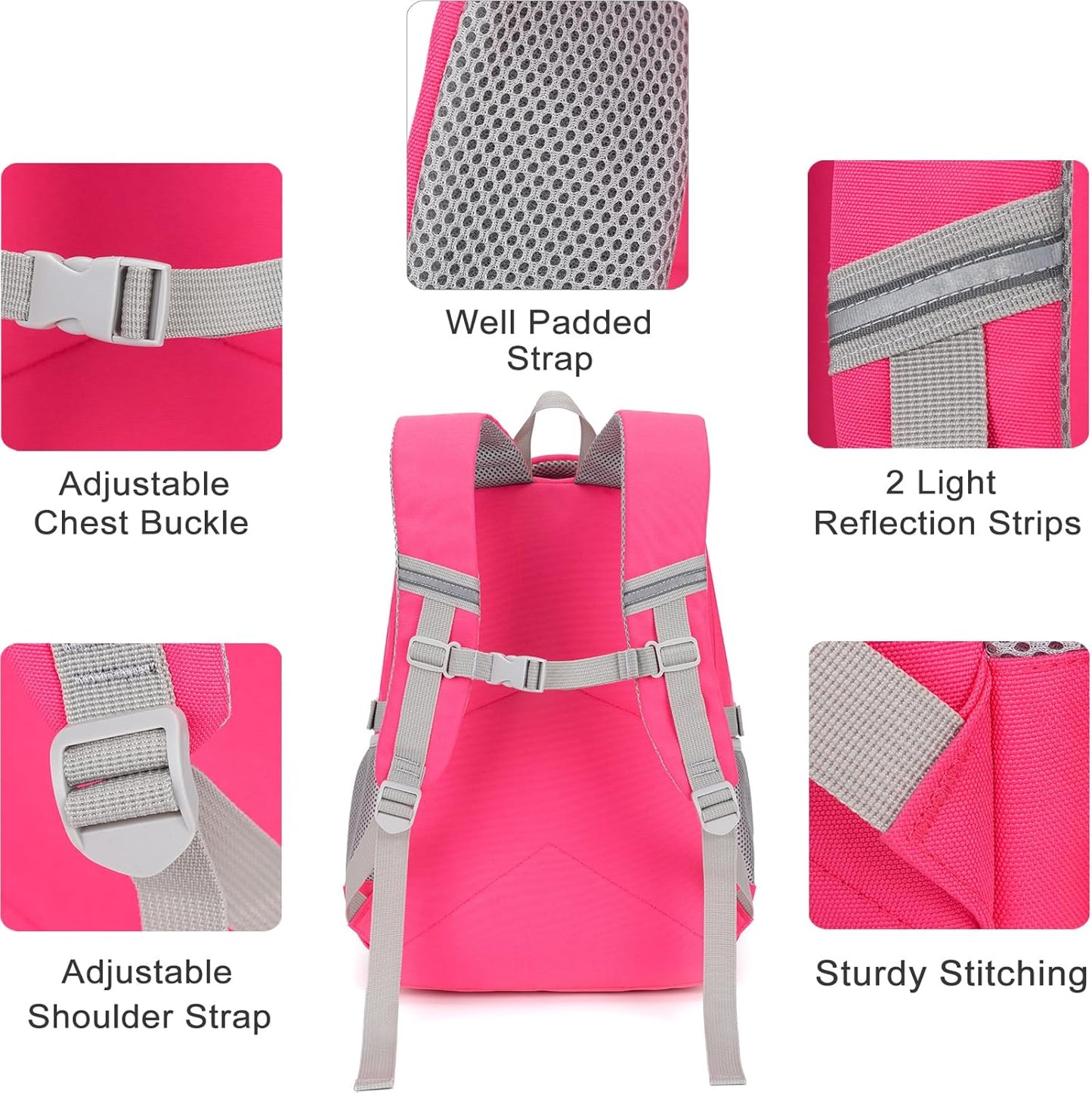 Kids Backpack for Girls Elementary School Backpacks for Child 17 Inch Lightweight Middle School Bookbag for Teens with Chest Strap, Pink