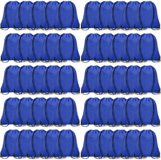 50Pcs Drawstring Backpack Bulk Cinch Bag, Drawstring Bags Polyester for Gym Sports Beach Party Trip(Navy Blue)