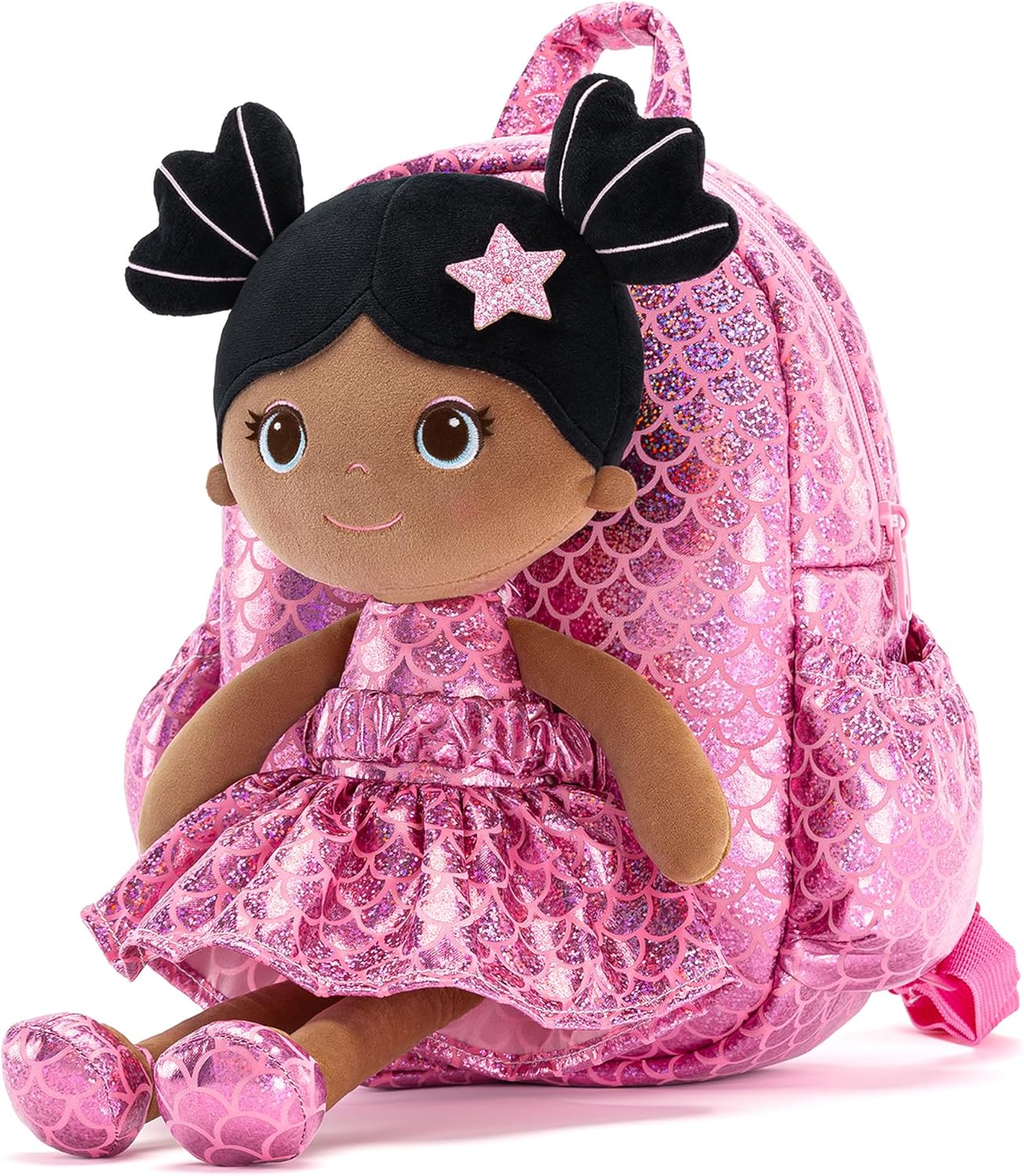 Lazada Toddler Backpack - Baby Girl Gifts Plush Doll Dress Backpack - Fashion Girls Tina Fish Scale