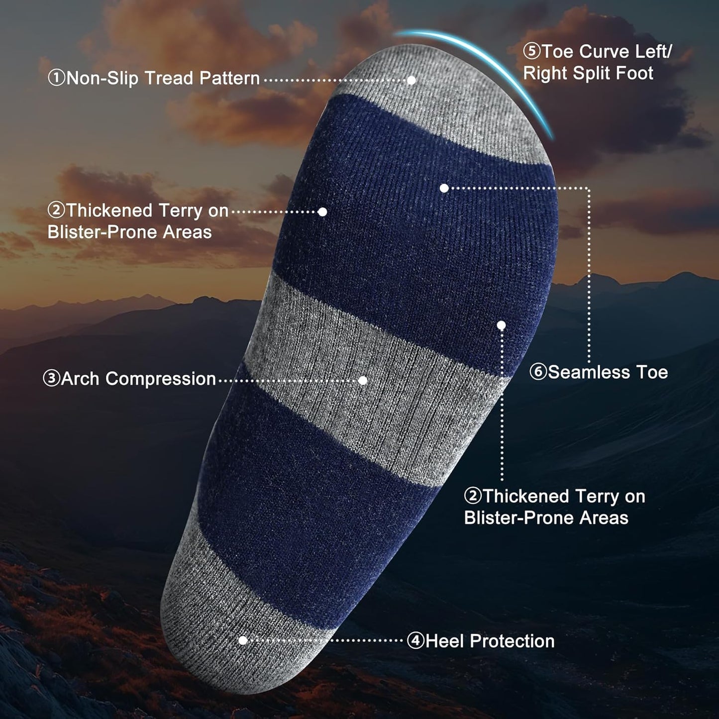 innotree 3 Pack Men's Merino Wool Hiking Socks, Micro Crew Cushioned Hiking Walking Thermal Moisture Wicking Trekking Socks