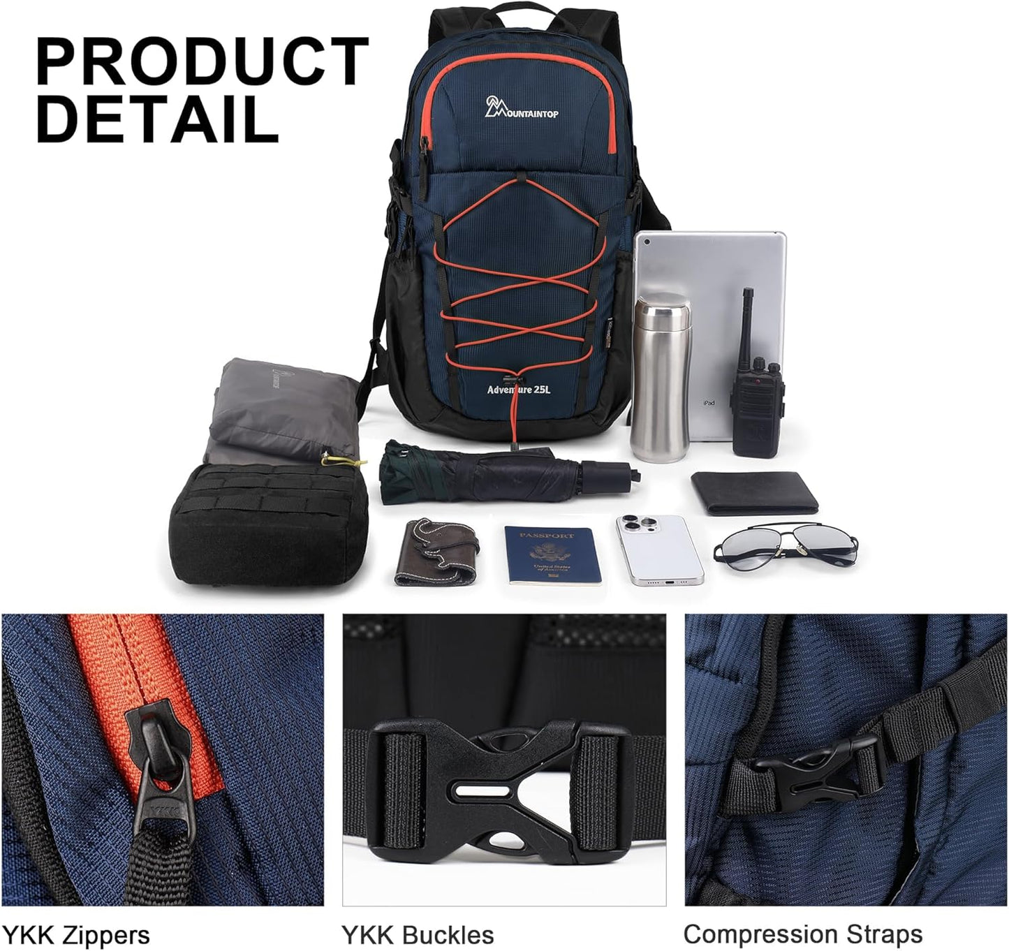 MOUNTAINTOP Hiking Backpack,25/30L Camping Backpack, Men Women Hiking Daypack Lightweight Travel Backpack for Climbing