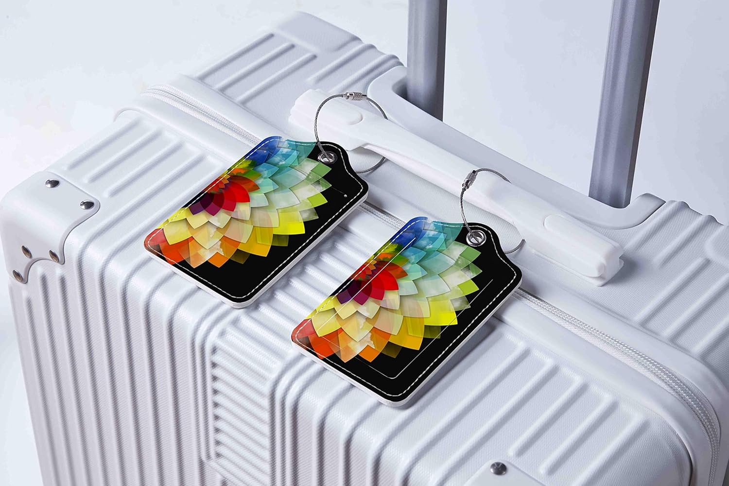Luggage Tags for Suitcases, 2 Pack Cute PU Leather Suitcase Tag Identifiers TSA Approved with