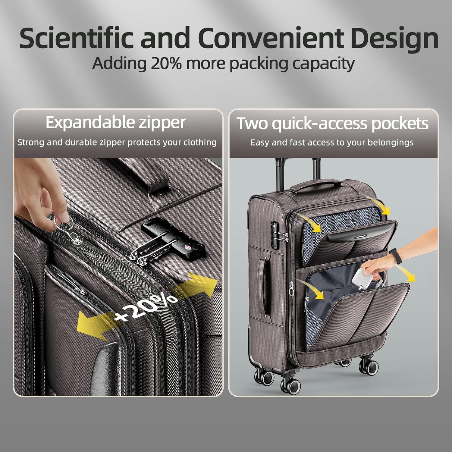 SHOWKOO Luggage Sets 3 Piece Softside Expandable Lightweight Durable Suitcase Sets Double Spinner
