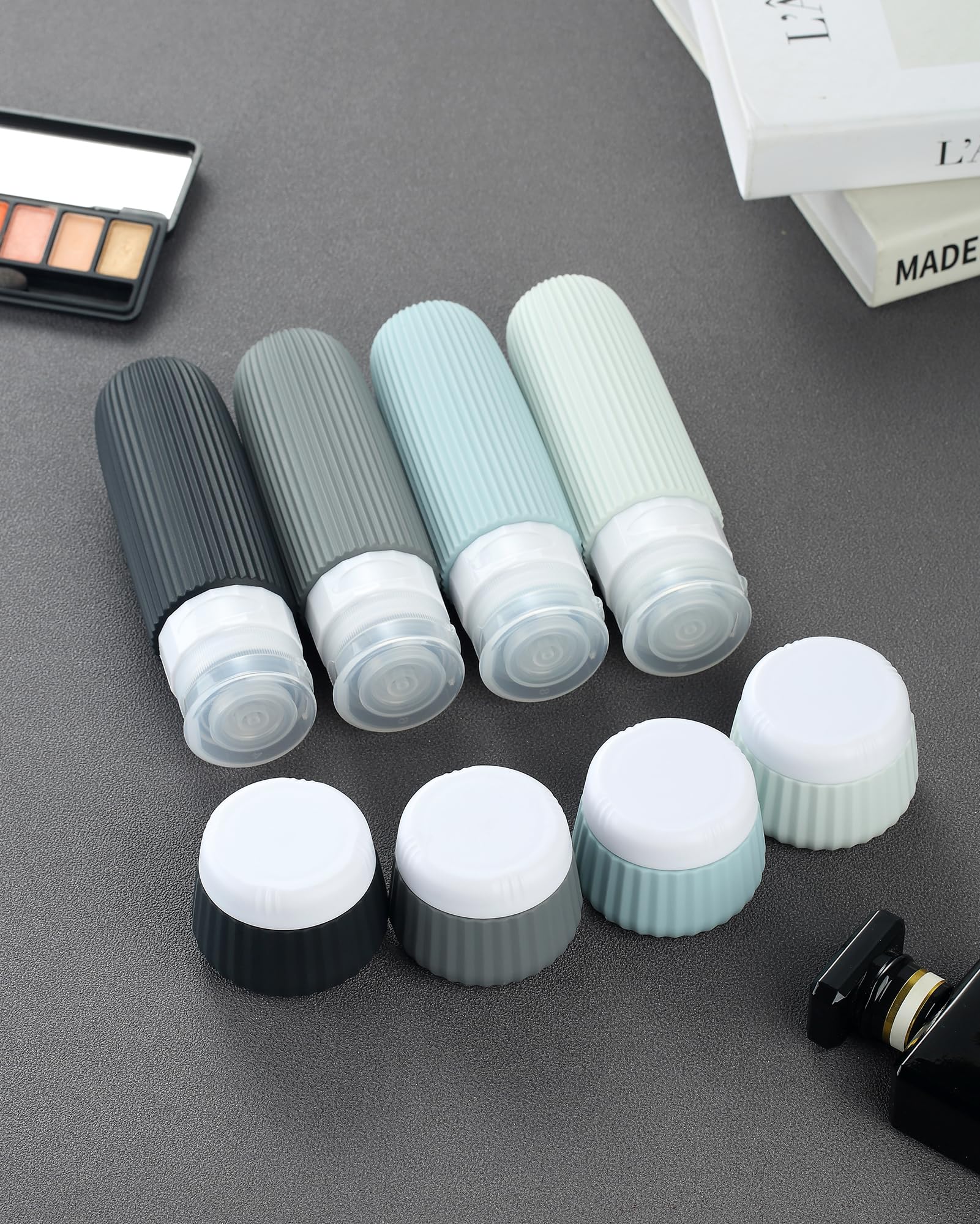 Mrsdry Travel Bottles - 8 Pack, TSA Approved Travel Size Toiletries, Leak Proof Silicone Squeezable