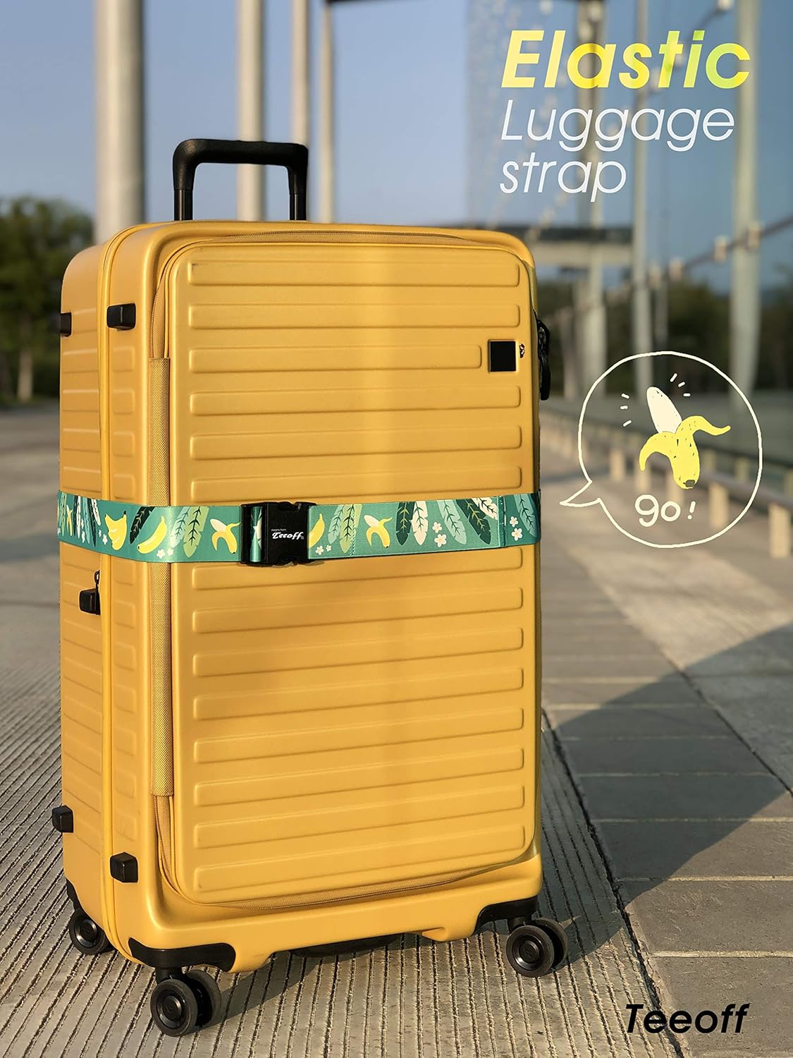 Teeoff Elastic Luggage Straps Suitcase Belts Travel Bag Accessories Adjustable 220CM (Banana)