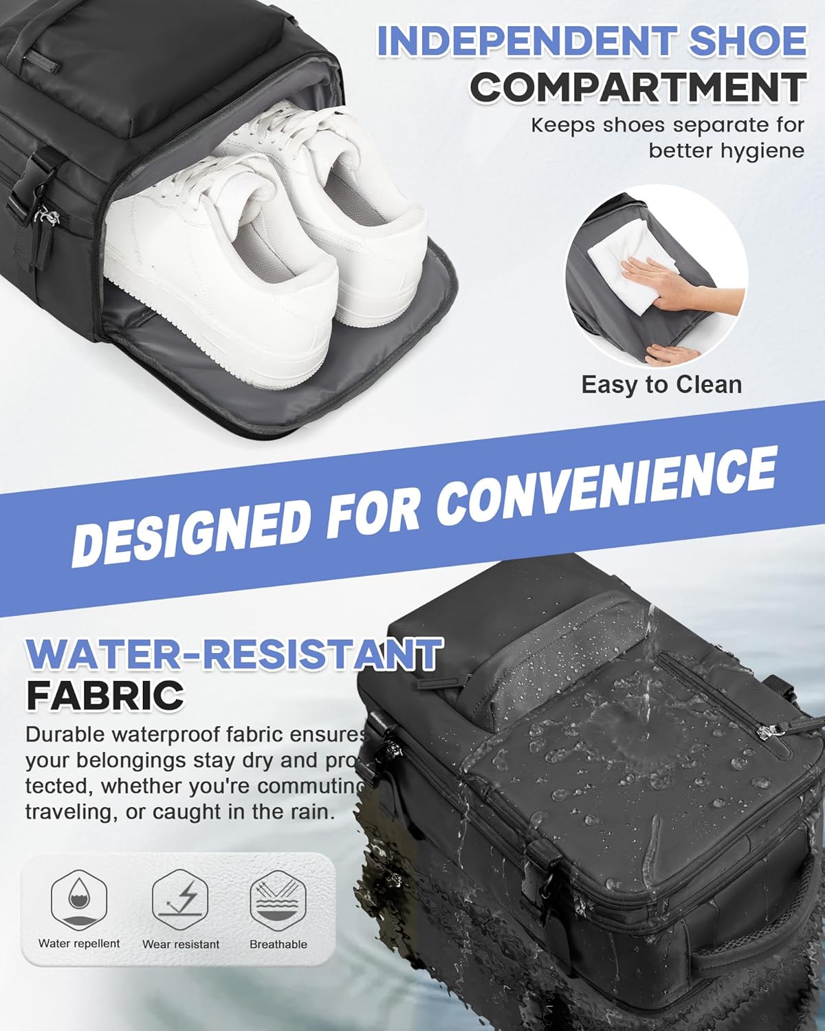 WONHOX Large Travel Backpack Carry on Flight Approved Laptop Work Business Backpack for Women Men Mochila de Viaje