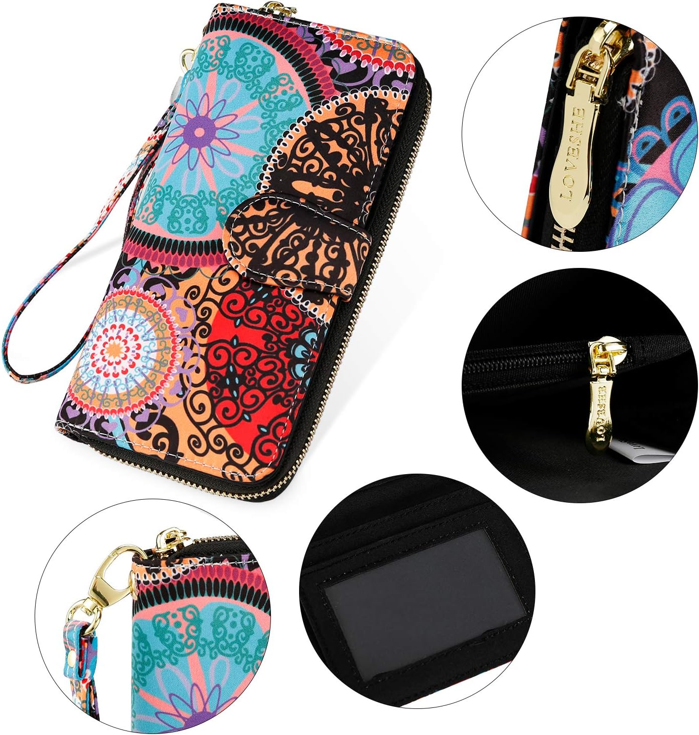 Women Wallet Card RFID For Womens Holder Blocking Credit Small Zipper Purse Pocket Bifold Slim Coin ID Ladies Wristlet Clutch Large Capacity Window Case Travel Zip Women's