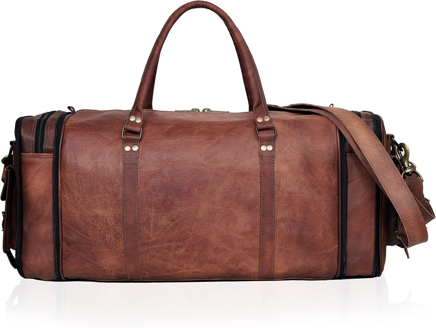 Handmade Vintage Travel Luggage 30 Inch Duffel Gym Sports Bag Weekender Travel Overnight Carry One Duffel Bag For Men (30 inch large)