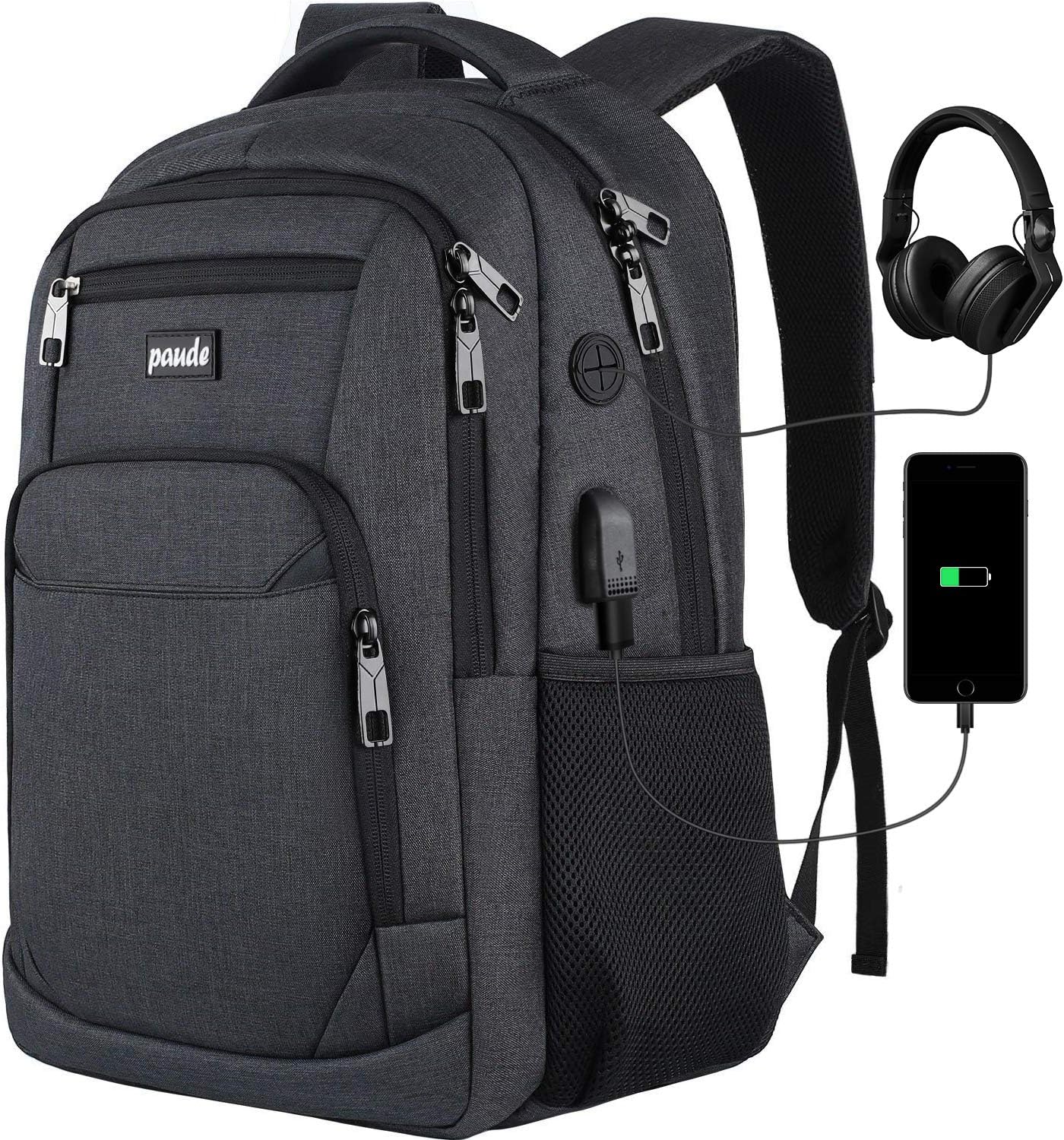 Paude Backpack for Men and Women,17.3 inch School Backpack for Teens,Travel Laptop Backpack with