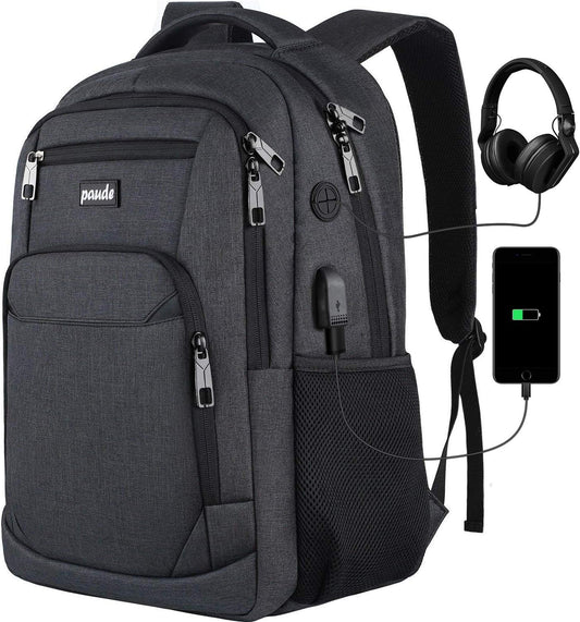 Paude Backpack for Men and Women,17.3 inch School Backpack for Teens,Travel Laptop Backpack with USB Charging port for Business College Travel