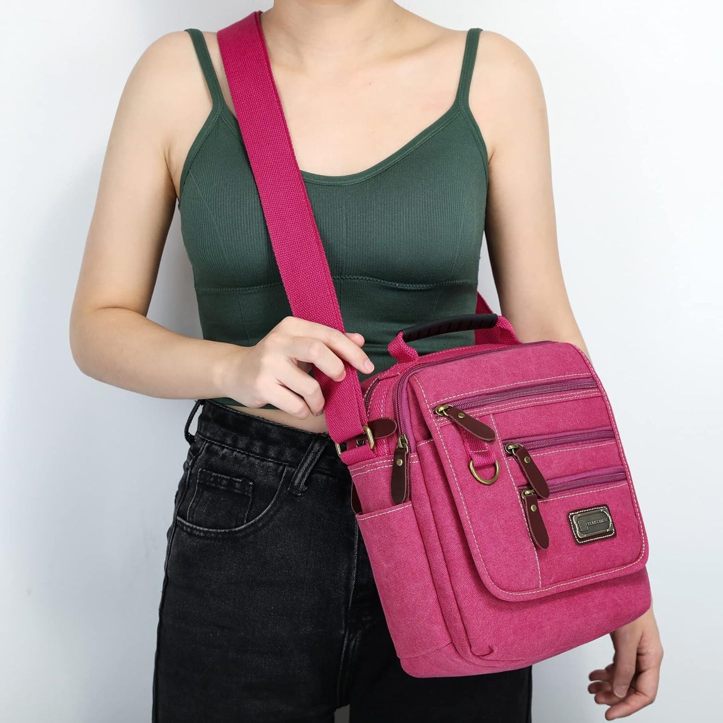 Mens bag Canvas Shoulder Bag Small Messenger Crossbody Bag Work Bag Vintage Multi-function