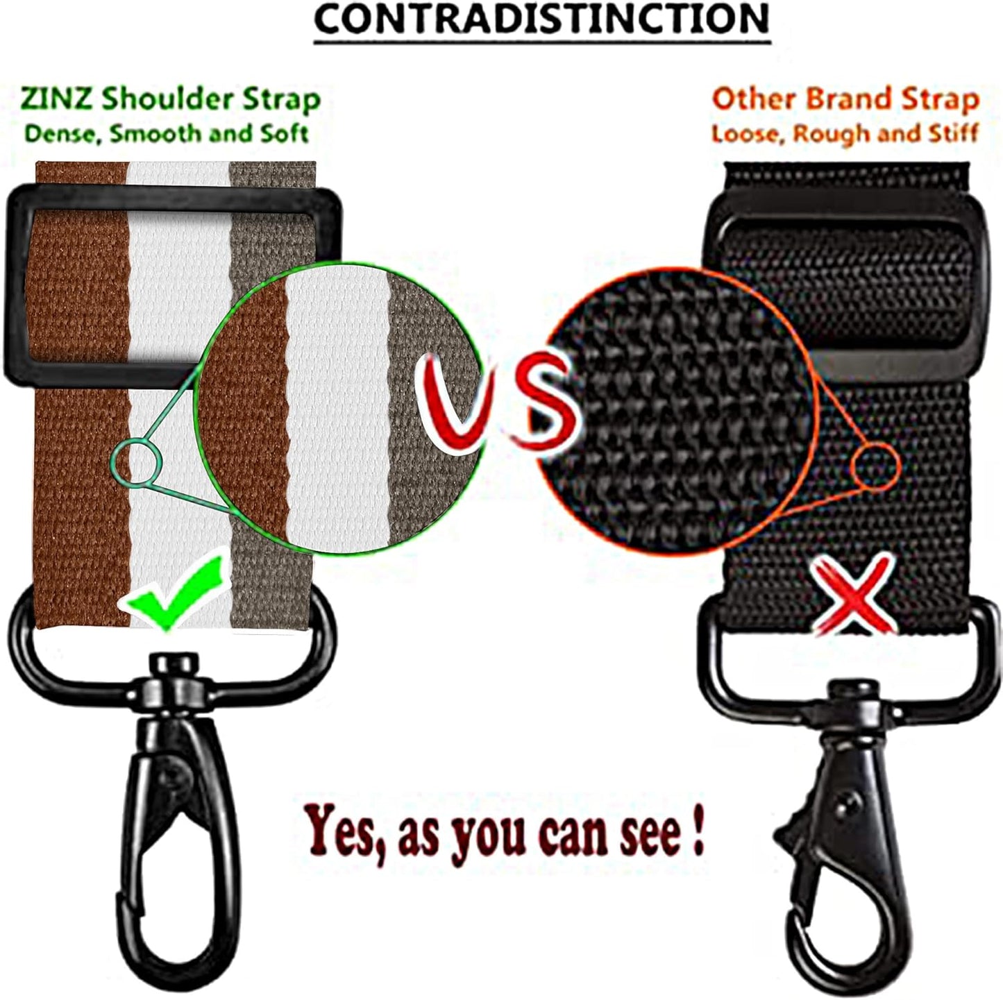 ZINZ Bag Shoulder Strap, Padded Adjustable Shoulder Strap Replacement