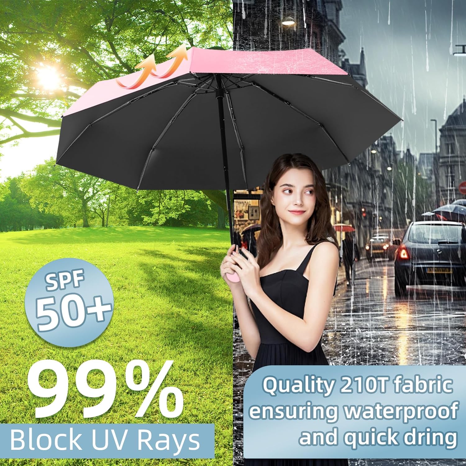 Compact Travel Umbrella, Small Pocket Mini Umbrella for Purse Wallet, UV Sun Rain Umbrellas for