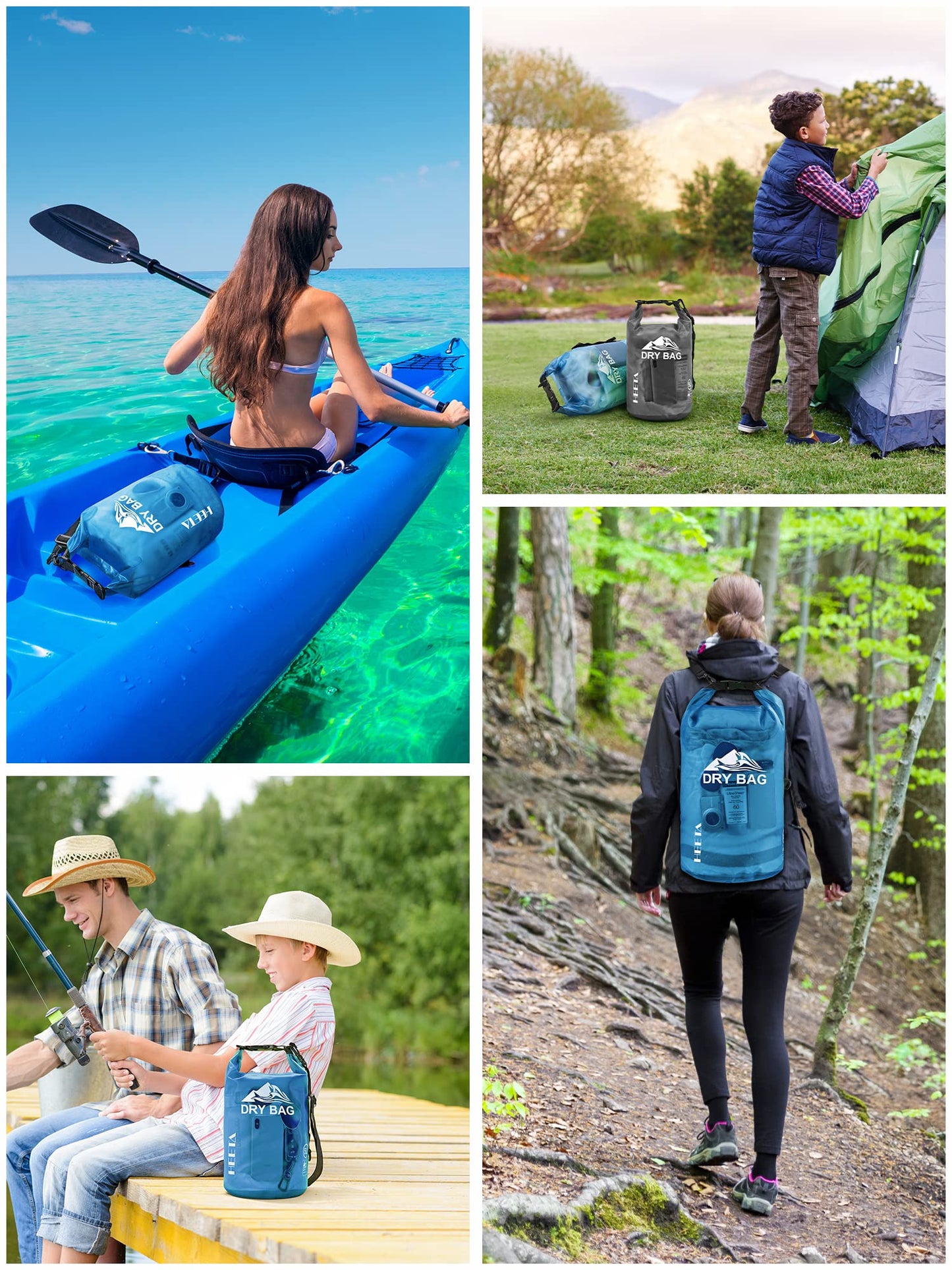 HEETA Dry Bag Waterproof for Women Men, Roll Top Lightweight Dry Storage Bag Backpack with Phone