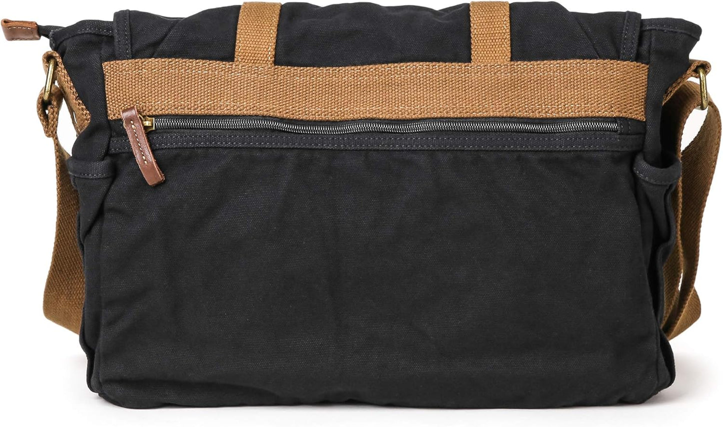 GOOTIUM Canvas Messenger Bag - Vintage Shoulder Bag Frayed Style Boho Purse