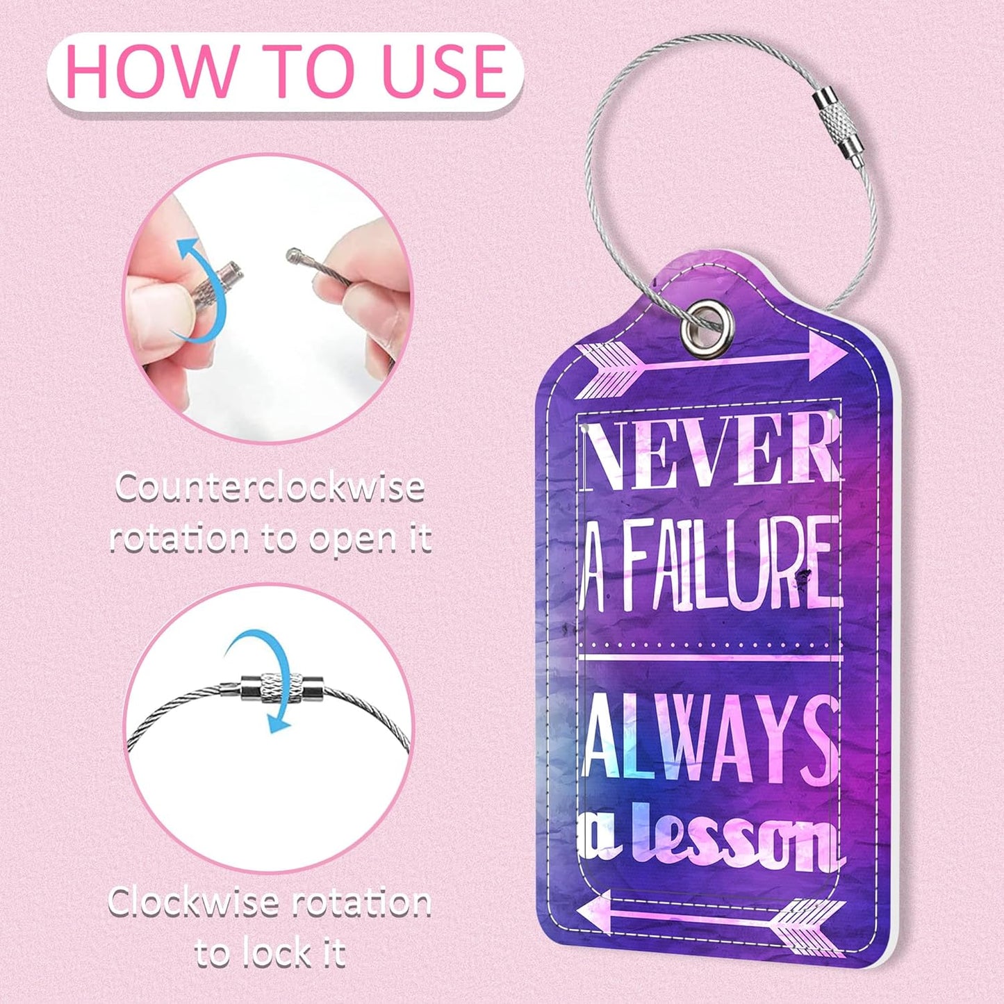 Luggage Tags for Suitcase,2 Pack Never a Failure Luggage Tag with Privacy Flap,Name ID Label and Metal Loop for Women Men Girls Baggage Bag Backpack Instrument