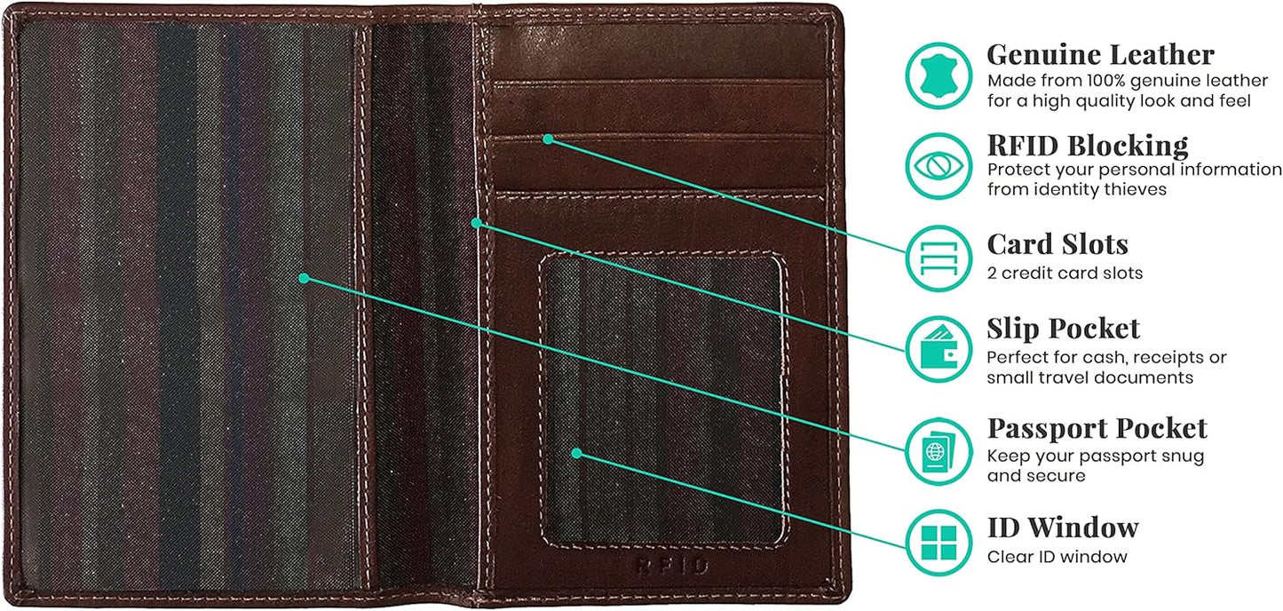 Personalized Monogrammed Toffee Leather RFID Passport Wallet and 2 Luggage Tags