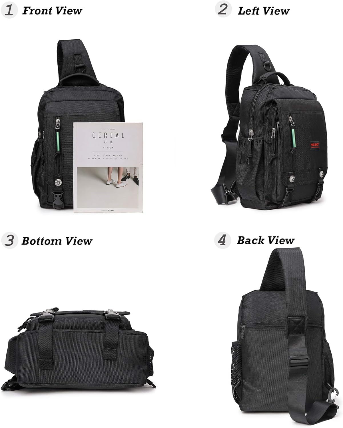 NICGID Sling Bags Chest Shoulder Backpacks, 12.5'' 13.3'' 14.1'' 15.6''Laptop Backpack Crossbody Messenger Bag Travel Outdoor