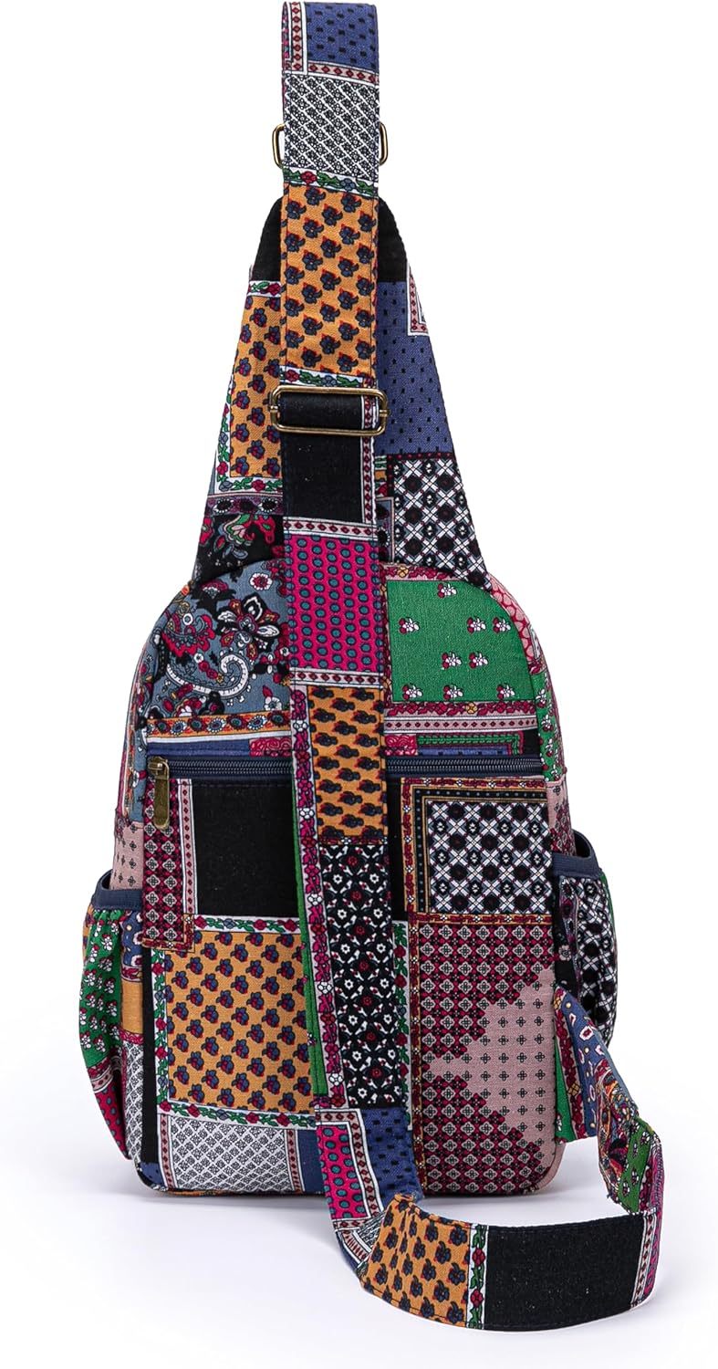 Coton Pose Women sling bag Elephant canvas large boho backpacks bohemian Crossbody Bag (blue)