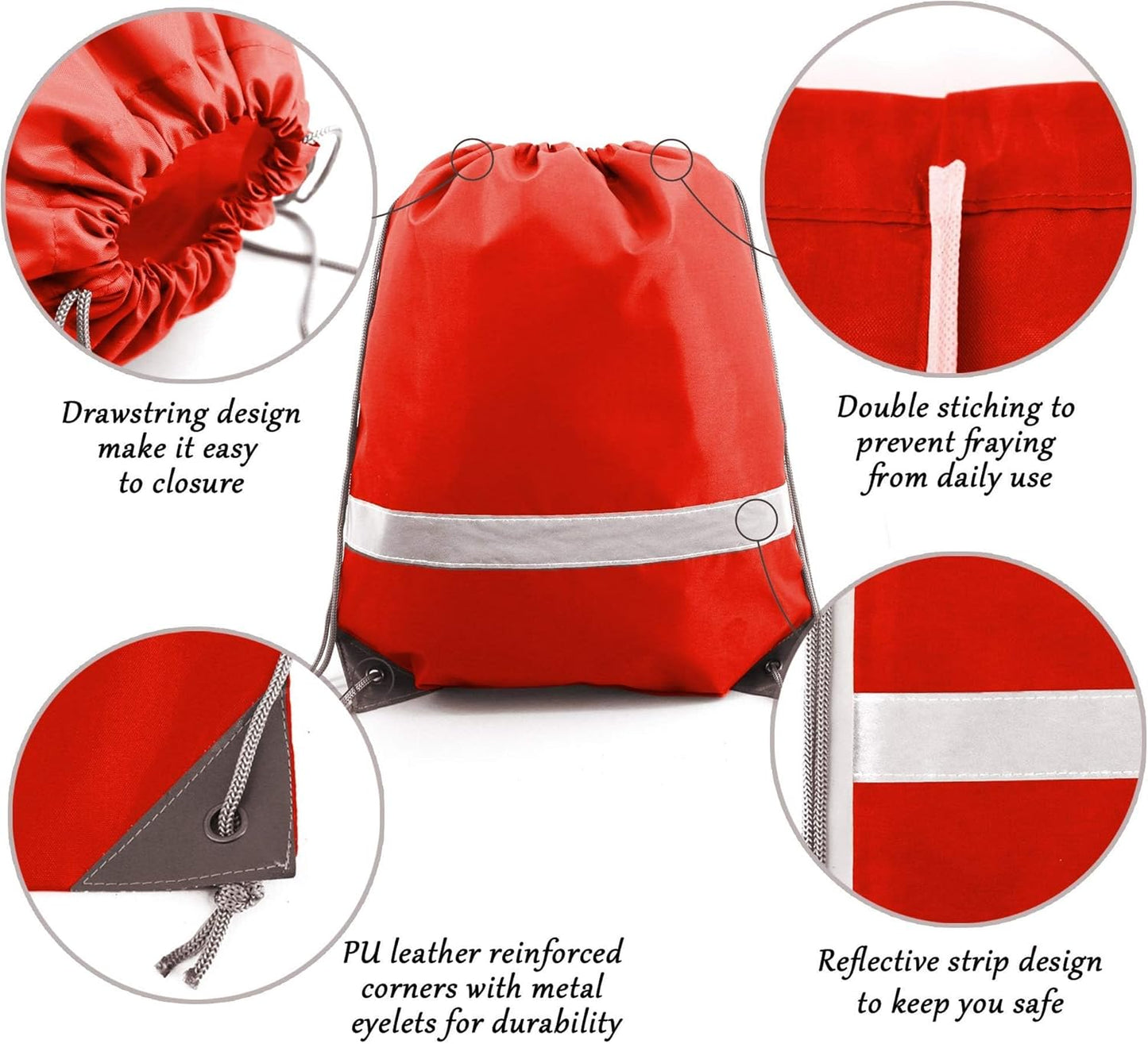 BeeGreen Drawstring Backpack Bags 20,30,50 Packs Reflective String Bags for Gym Sport Trip Cinch Sack DIY for Women Men