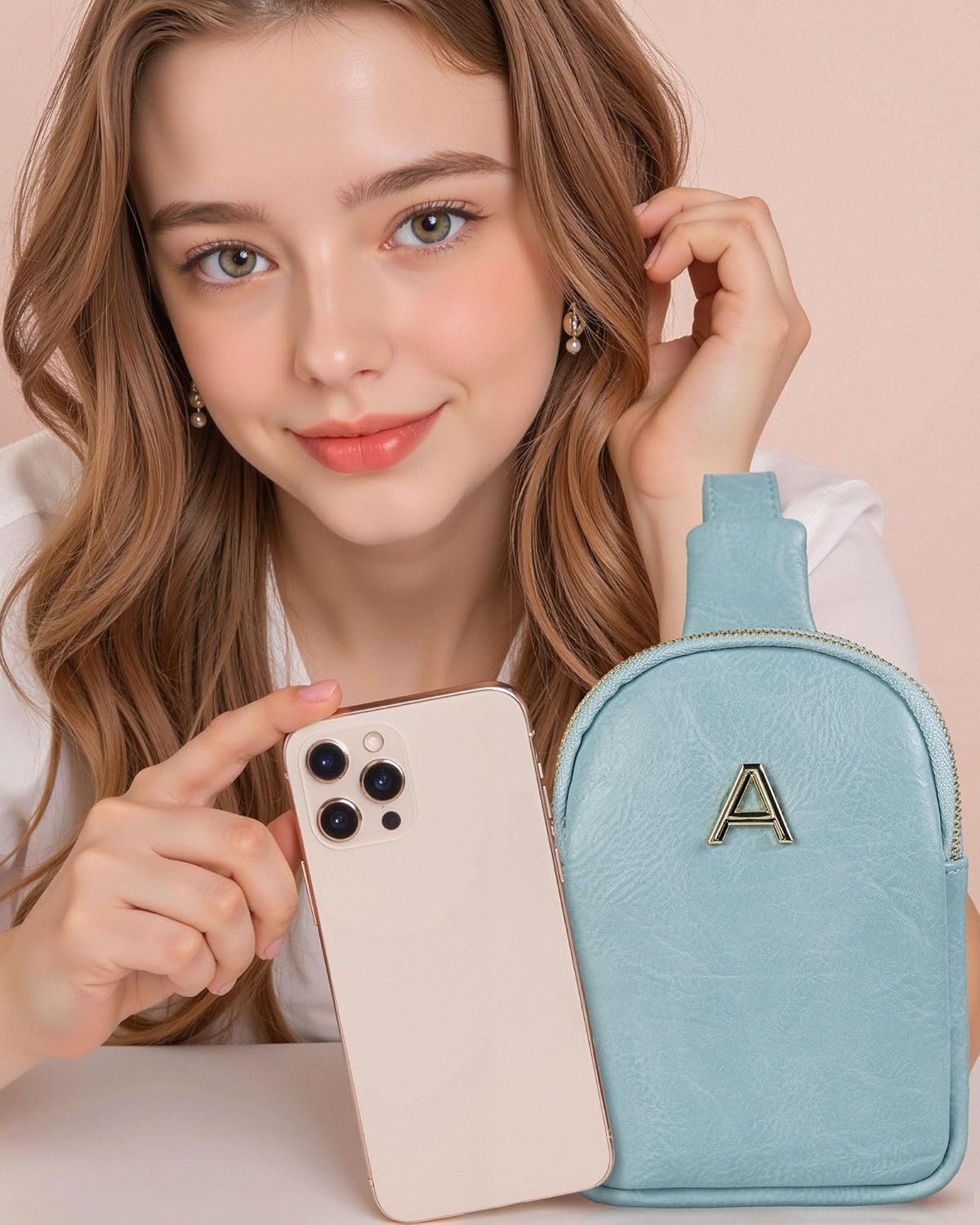 Birthday Gifts for 8 9 10 11 12 13 14 15 16 17 18 19 Year Old Girls, Monogram Crossbody Bags for Women Girls, Mini Lightweight Cross Body Purse, Cute Trendy Travel Fanny Pack with Letter