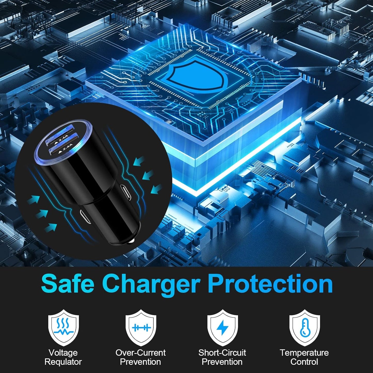 Car Charger Adapter, 5Pack 4.8A Dual Port Fast Charge Car Phone Charger USB Lighter Plug Cigarette Charger for iPhone 17 16e 16 15 14 13 12 11 Pro Max SE XR XS X 8 7 6,Samsung Galaxy S25 S24 S23 S22