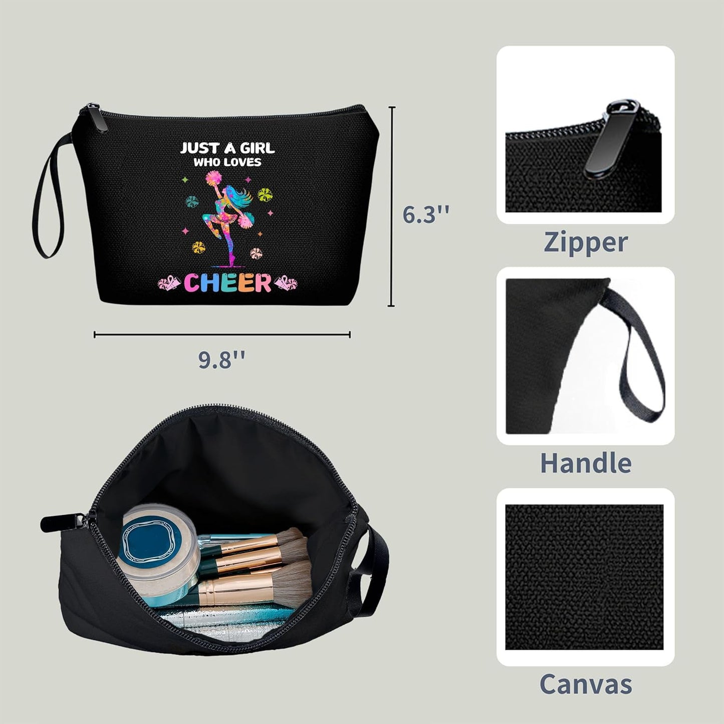 Cheerleader Gifts,Cheerleading Gifts for Girls,Cheer Bags for Cheerleaders,Woman Gifts for Birthday,Gifts for Teen Girls,Cheer Makeup Bag,Makeup Bags for Women,Gifts for Friends Female,Cheer Stuff
