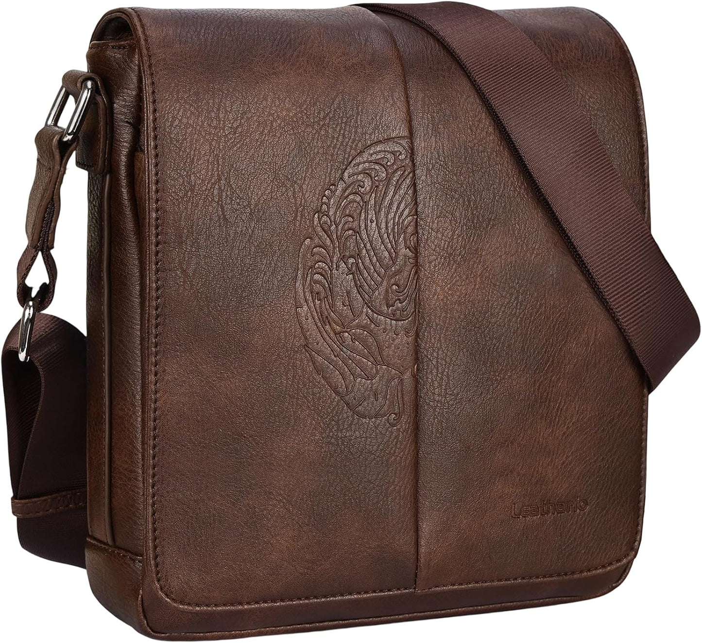 Leathario Men's Crossbody Bag, Vegan Leather, Shoulder Purse Side Sling Satchel, Small Messenger