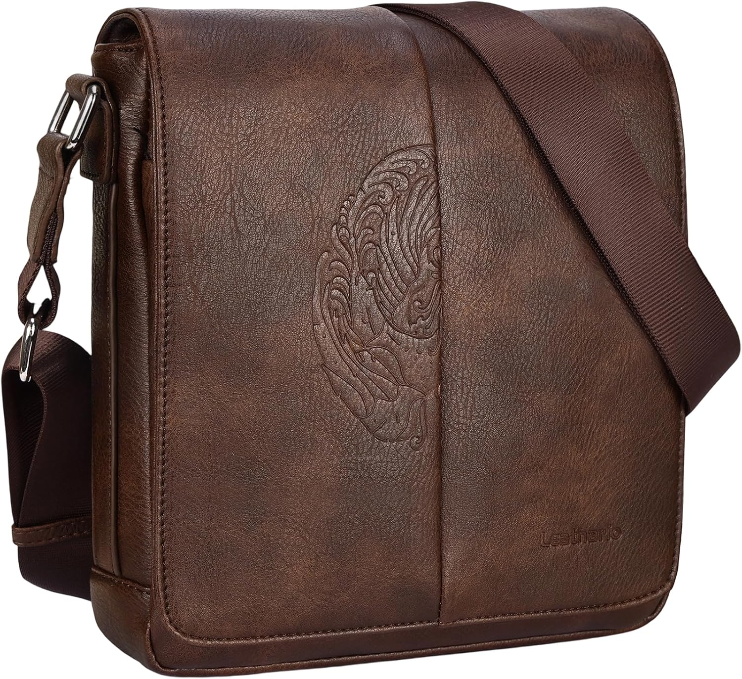 Leathario Men's Crossbody Bag, Vegan Leather, Shoulder Purse Side Sling Satchel, Small Messenger