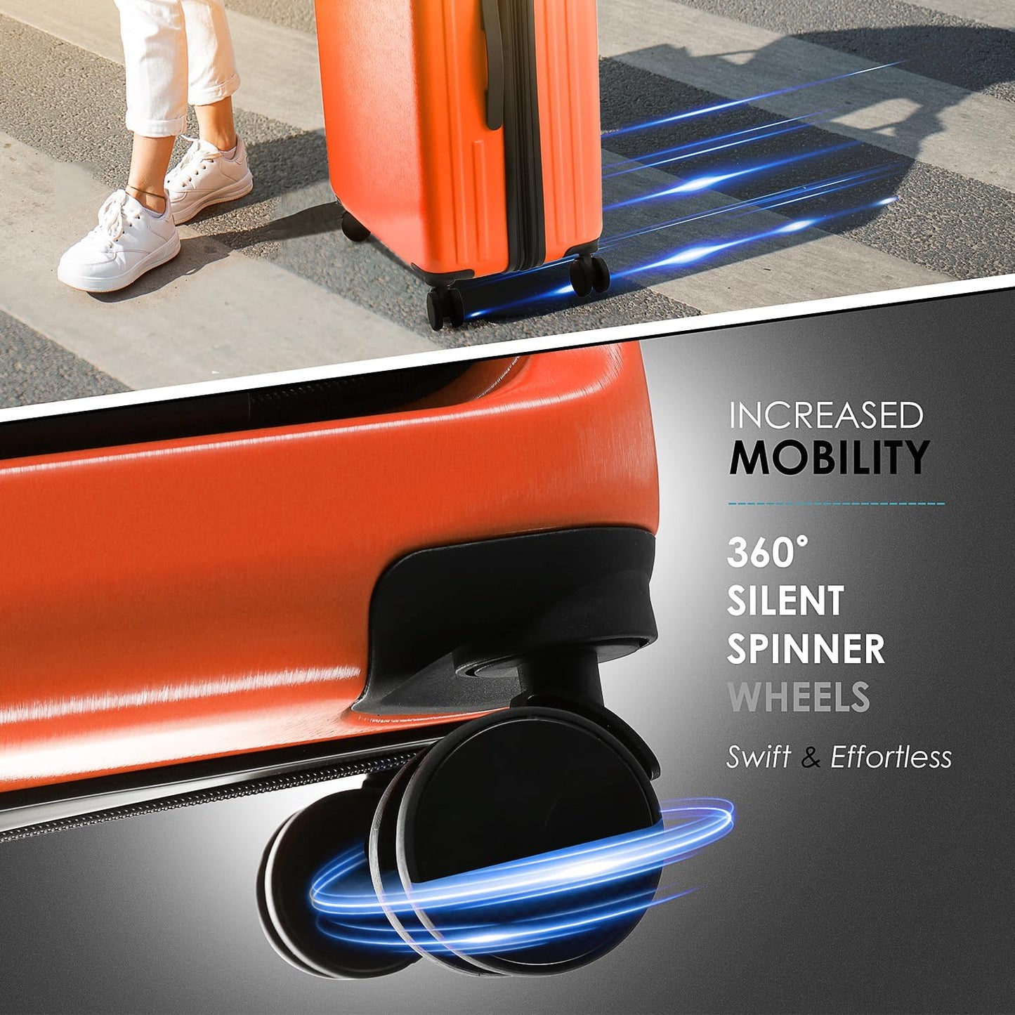 Hard Shell Luggage Sets with Spinner Wheels 4 Piece, Expandable Large Suitcases with TSA Lock
