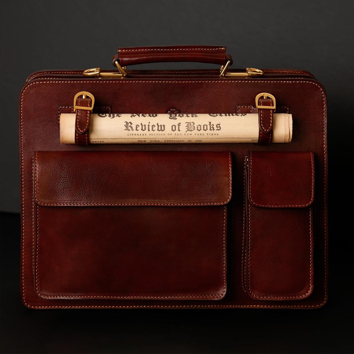 Time Resistance Leather Briefcase - Classy Bag for Men - Business and Vintage Briefcase Made in Italy