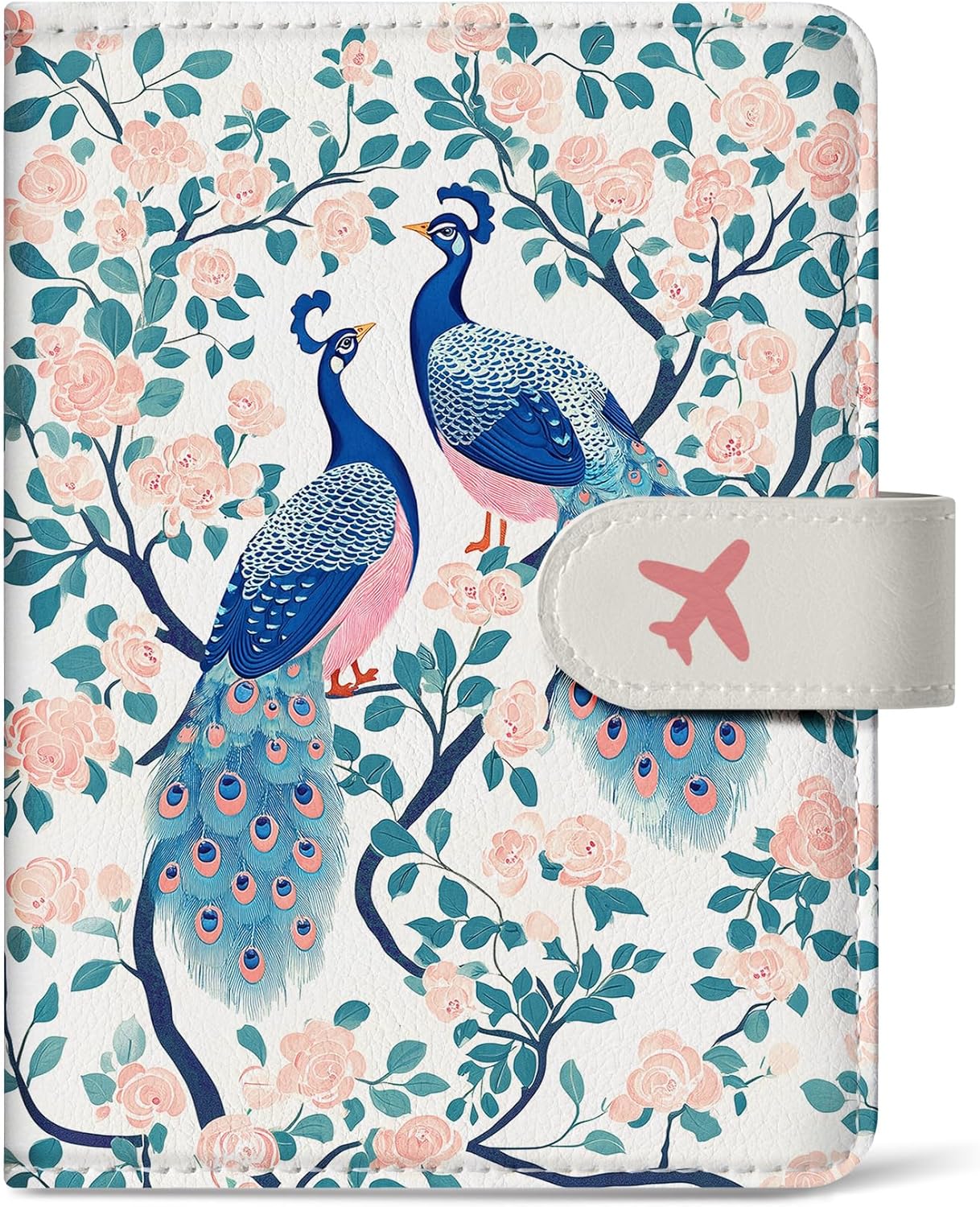Passport Holder for Travel Essentials, RFID Blocking Leather Cover Wallet with Magnetic Closure, Aesthetic & Cute Passport Book Case for Women and Men - Peacock