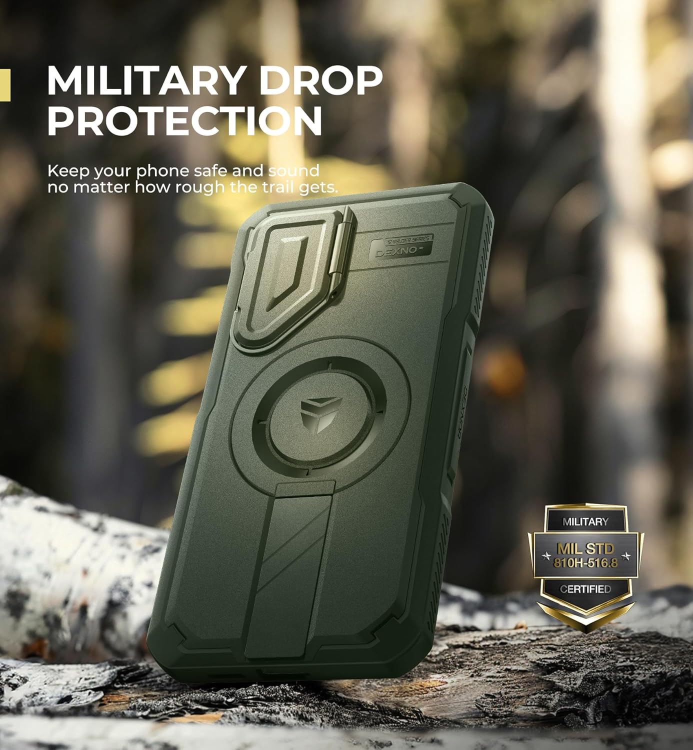 Dexnor for Samsung Galaxy S25 Plus Case with Camera Cover & Adjustable Kickstand & Built-in Screen Protector, Magnetic Rugged Shockproof Bumper Cases Heavy-Duty Protective Cover (2025),Army Green