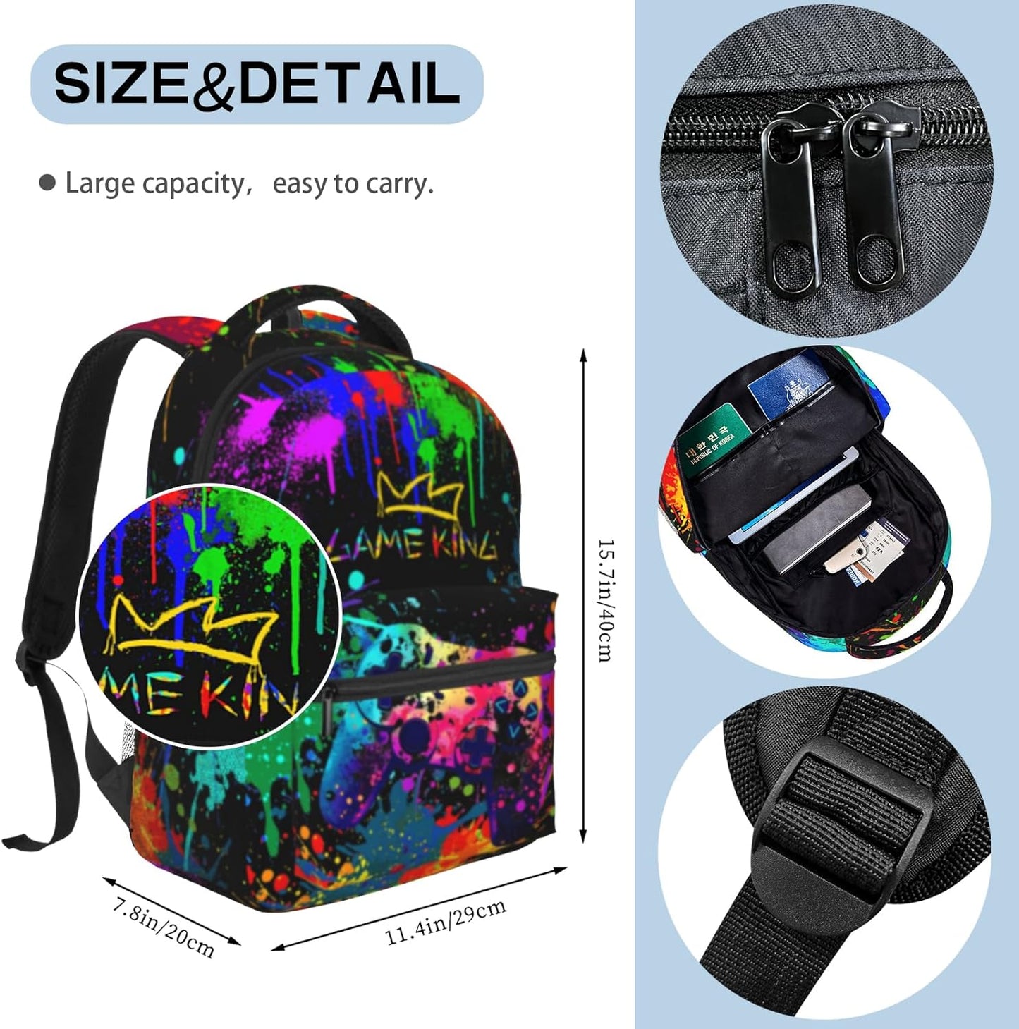 Graffiti Gamepad School Backpack For Boys Games Gaming Travel Boy Backpack For Kids Children Water Resistant Bags Bookbag Travel Hiking Camping Daypack back pack for Adults Teens Boys