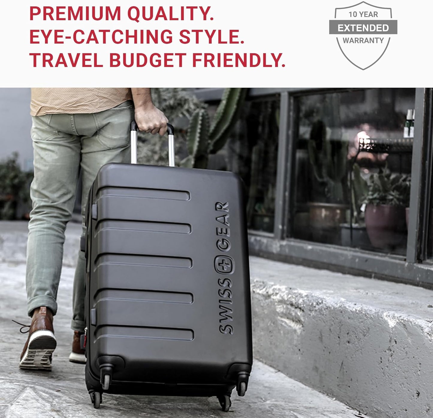 SwissGear 7366 Hardside Expandable Luggage with Spinner Wheels, Clearly Aqua, Carry-On 19-Inch
