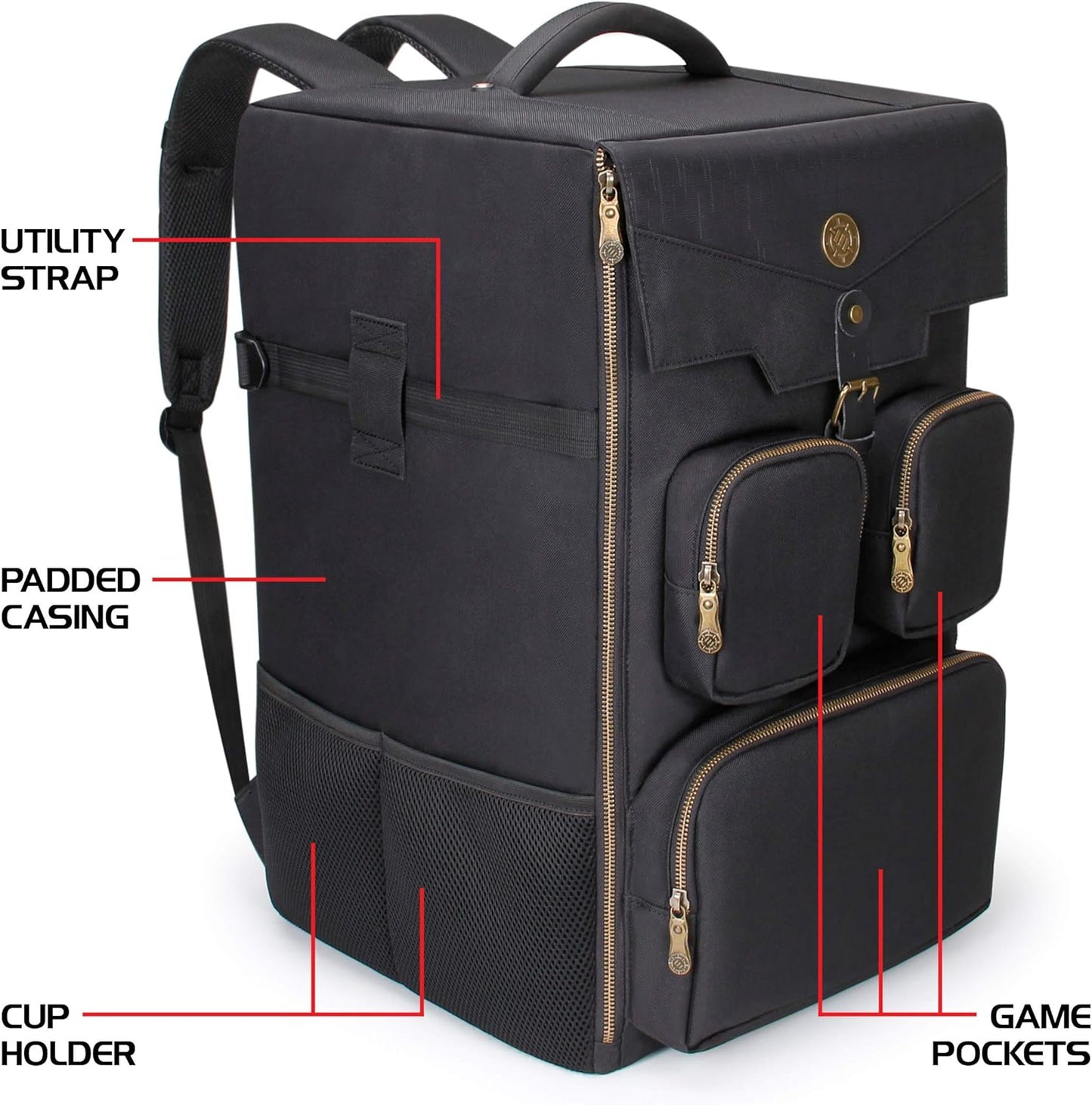 ENHANCE Board Game Backpack - Reinforced Rigid Board Game Storage with Padded Shoulder Straps