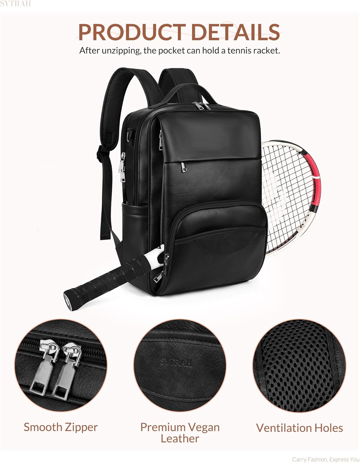 Leather Laptop Backpack, 15.6 Inch Business Computer Bag, Designer College Backpack Travel Backpack